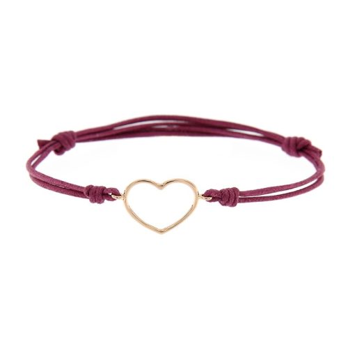 Bracciale cordino cuore filo oro 750‰ 0,6 g