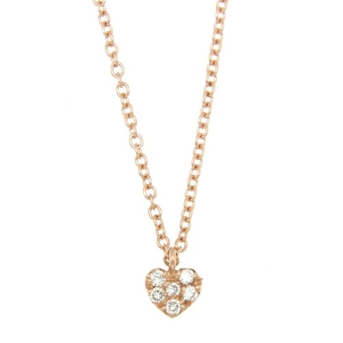 Collana cuore pavè diamanti oro 750‰ g. 1,81 - dia 0,045