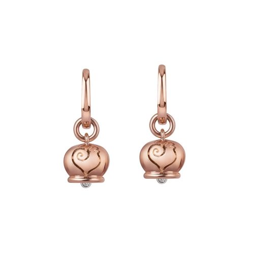 Orecchini Campanelle oro rosa 18kt e diamante