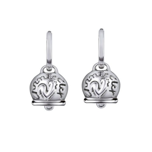 Orecchini Campanelle oro bianco 18kt e diamanti