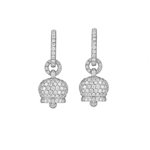 Orecchini Campanelle oro bianco 18kt e diamanti