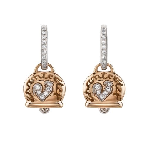 Orecchini Campanelle oro rosa 18kt e diamanti