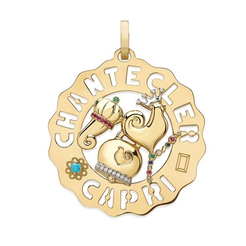 Ciondolo Logo oro giallo 18kt e diamanti