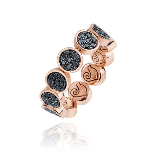 Anello Paillettes oro rosa 18kt e diamanti