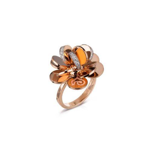 Anello Paillettes oro rosa 18kt e diamanti