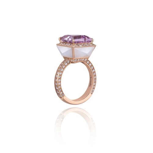 Anello Piazzetta oro rosa 18kt e diamanti