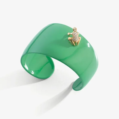 Bracciale verde in oro giallo 18k e diamanti