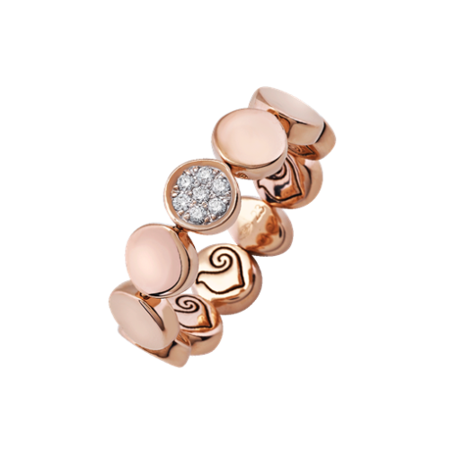 Anello Paillettes Oro rosa 18kt e diamanti
